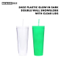 Wealthysub China warehouse 24oz plastic glow in sark double wall snowglobe with clear lids